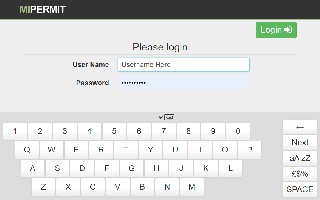 An image of the login screen